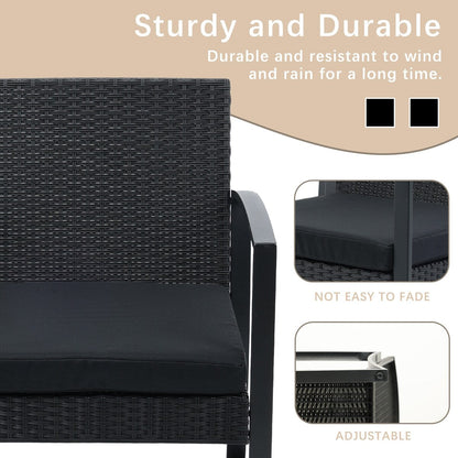 Aoodor Set di mobili da giardino da 3 pezzi - Sedie da esterno in rattan e vimini con tavolo, set di divani con cuscini inclusi - N/D