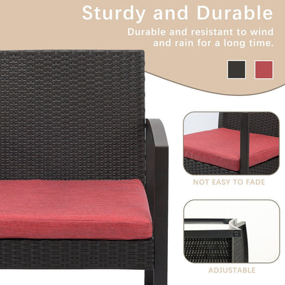 Aoodor Set di mobili da giardino da 3 pezzi - Sedie da esterno in rattan e vimini con tavolo, set di divani con cuscini inclusi - N/D