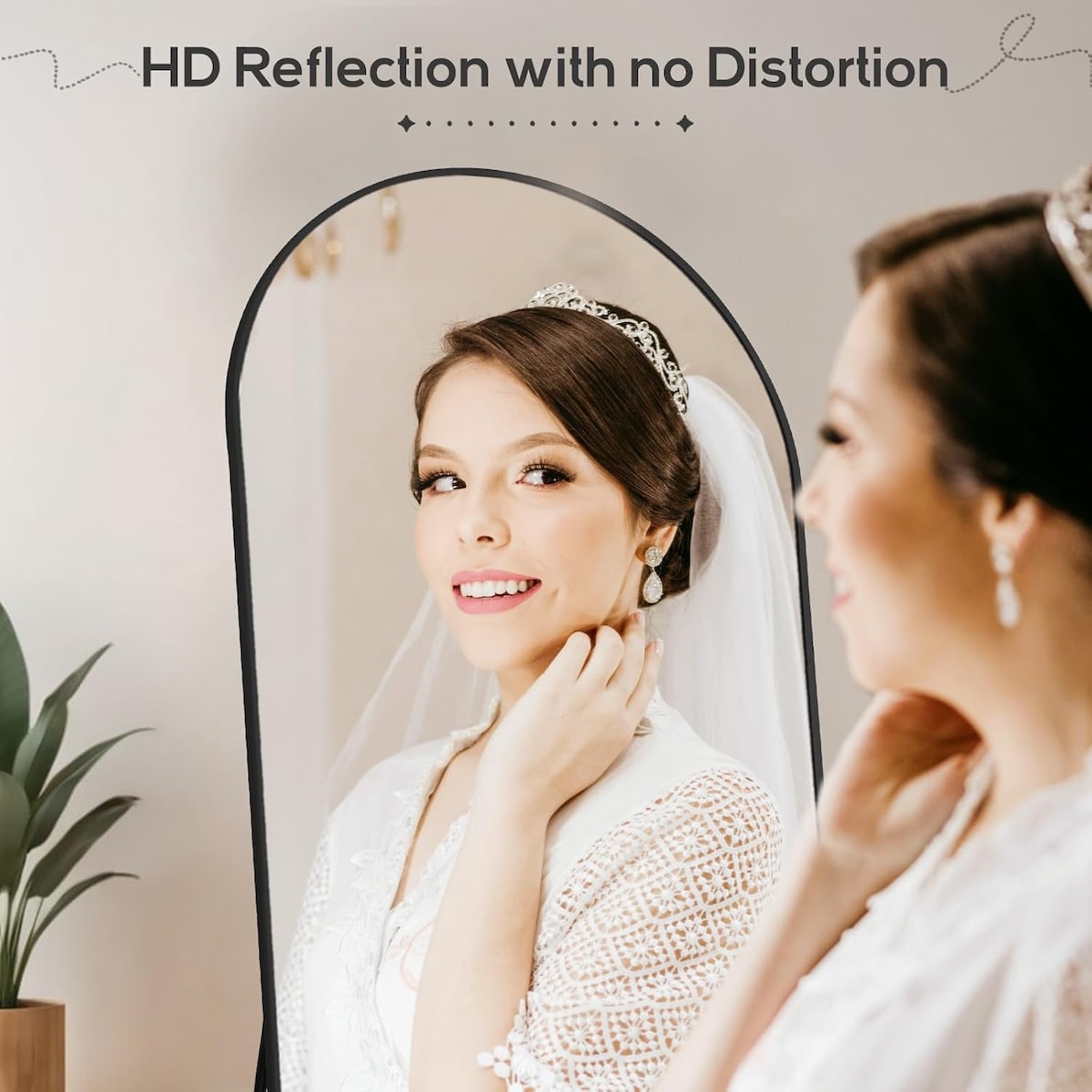 Specchio ad arco a figura intera, specchi da parete con corpo 21x64, vetro infrangibile, grande specchio ad arco alto con supporto, telaio in lega di alluminio