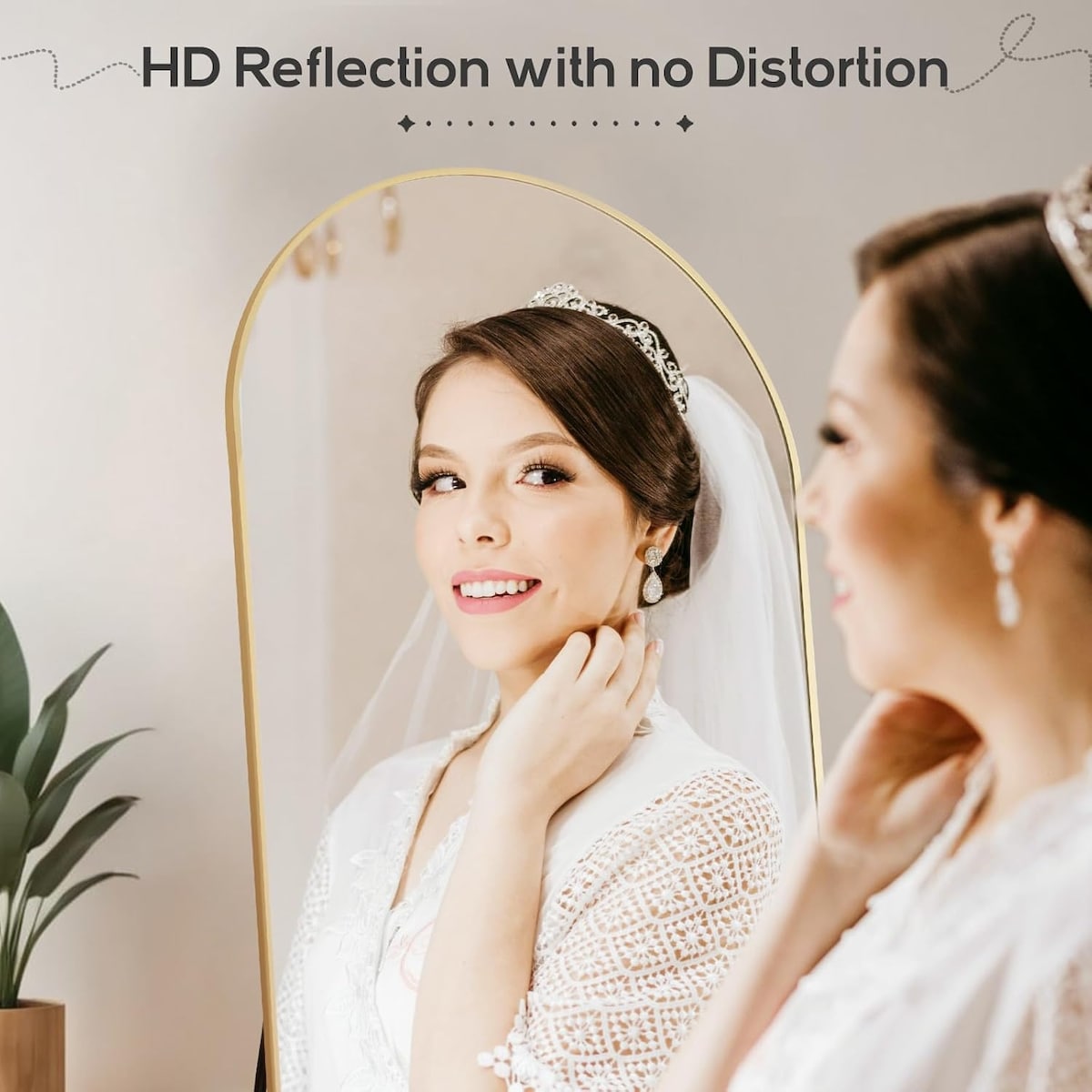 Specchio ad arco a figura intera, specchi da parete con corpo 21x64, vetro infrangibile, grande specchio ad arco alto con supporto, telaio in lega di alluminio