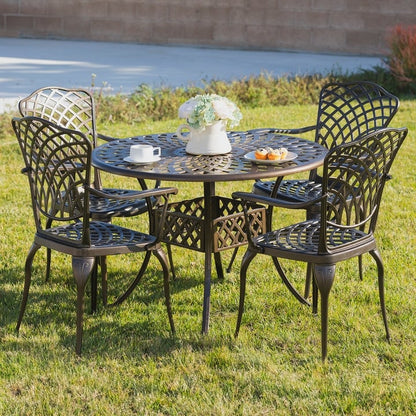 Kinger Home Arden Set da pranzo per esterni da 5 pezzi per 4 persone, in alluminio pressofuso