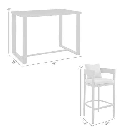 Set da pranzo da esterno Argiope in alluminio grigio, 5 pezzi, altezza bar