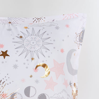 Set copripiumino metallizzato Ariella Starry Sky con cuscino per bambini di Intelligent Design Kids