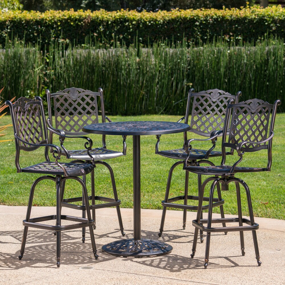 Set da bar in alluminio Arlana Outdoor da 5 pezzi con foro per ombrellone di Christopher Knight Home - N/D