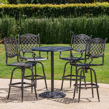 Set da bar in alluminio Arlana Outdoor da 5 pezzi con foro per ombrellone di Christopher Knight Home - N/D