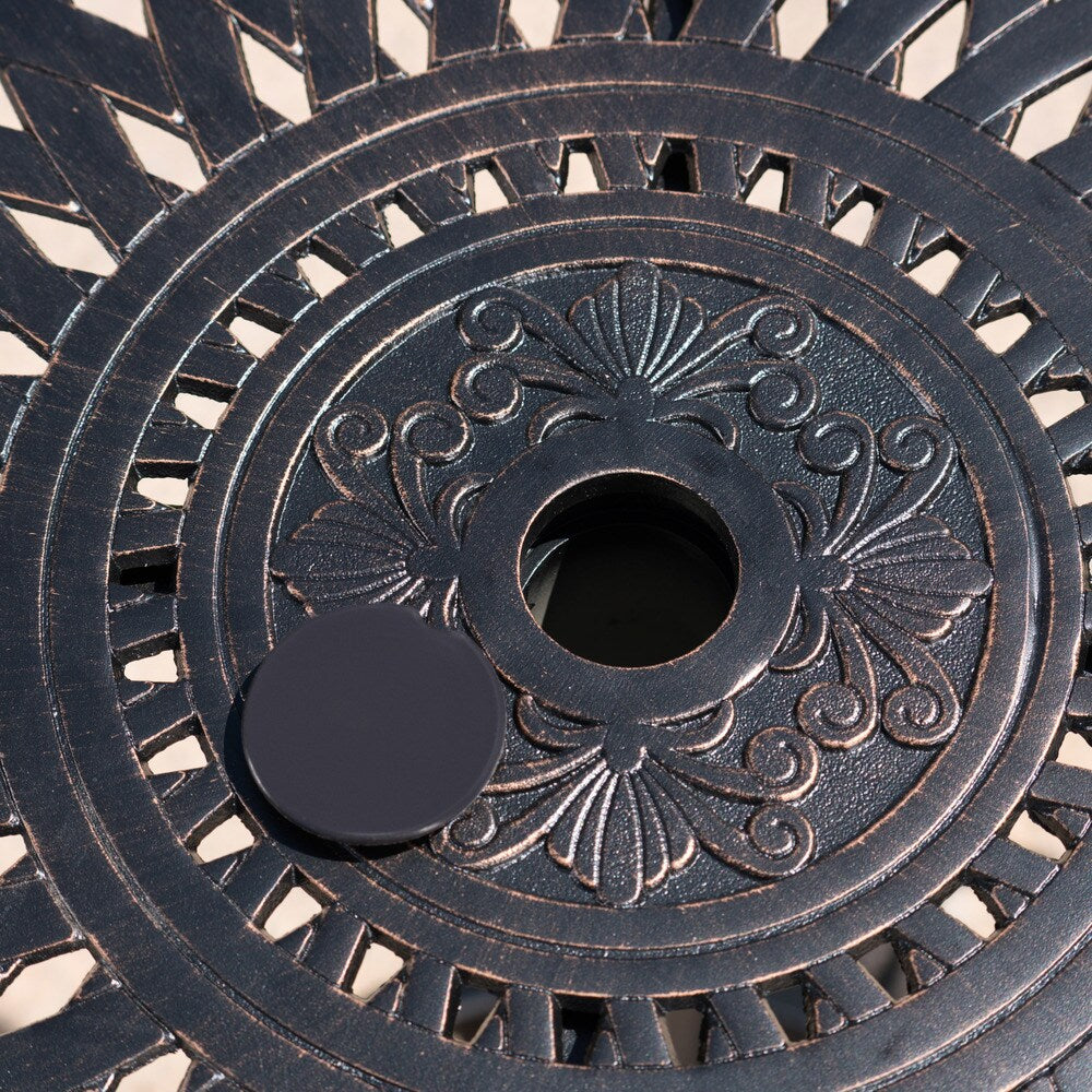 Set da bar in alluminio Arlana Outdoor da 5 pezzi con foro per ombrellone di Christopher Knight Home - N/D