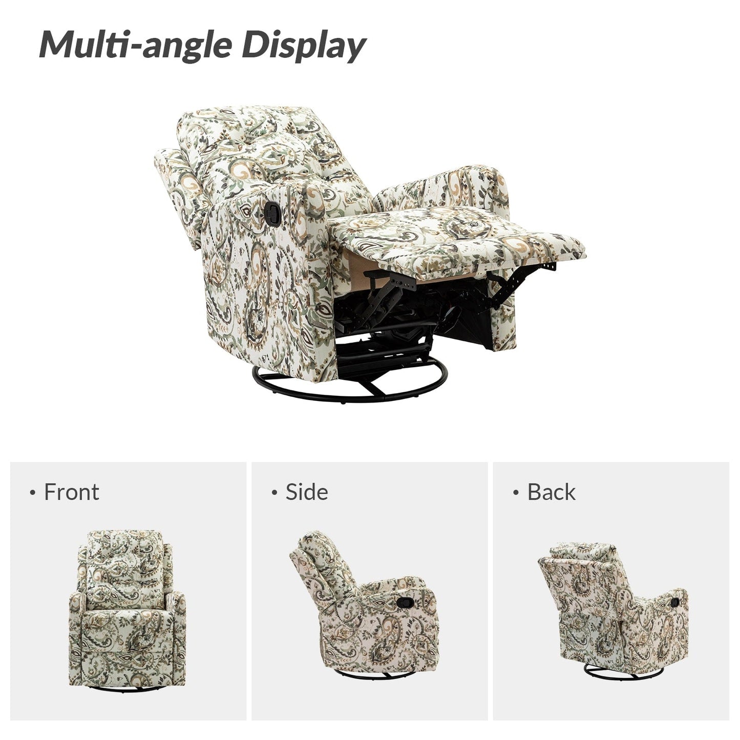 Poltrona reclinabile manuale Arlette Floral con schienale imbottito, set da 2