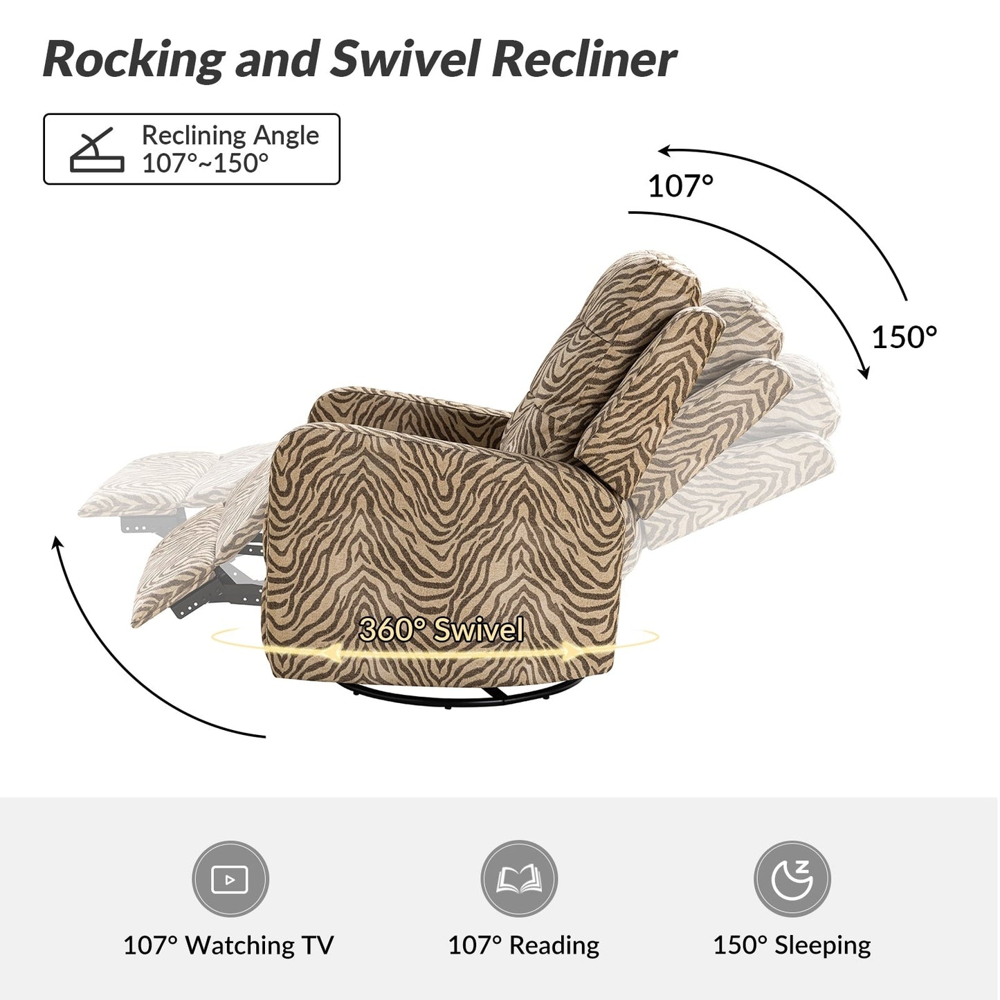 Poltrona reclinabile manuale Arlette Floral con schienale imbottito, set da 2