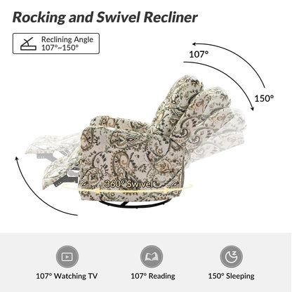 Poltrona reclinabile manuale Arlette Floral con schienale imbottito, set da 2