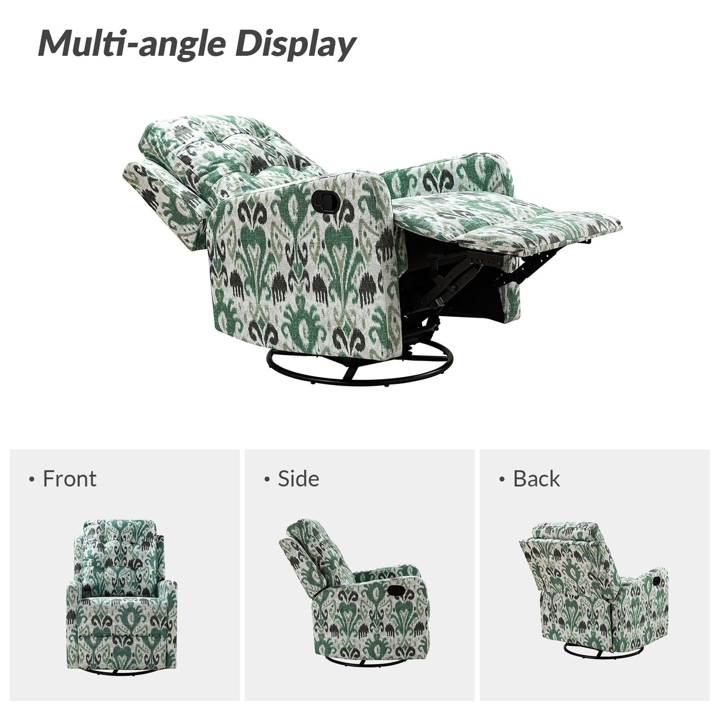 Poltrona reclinabile manuale Arlette Floral con schienale imbottito, set da 2