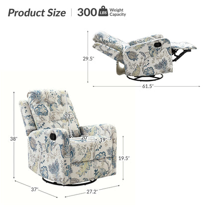 Poltrona reclinabile manuale Arlette Floral con schienale imbottito, set da 2