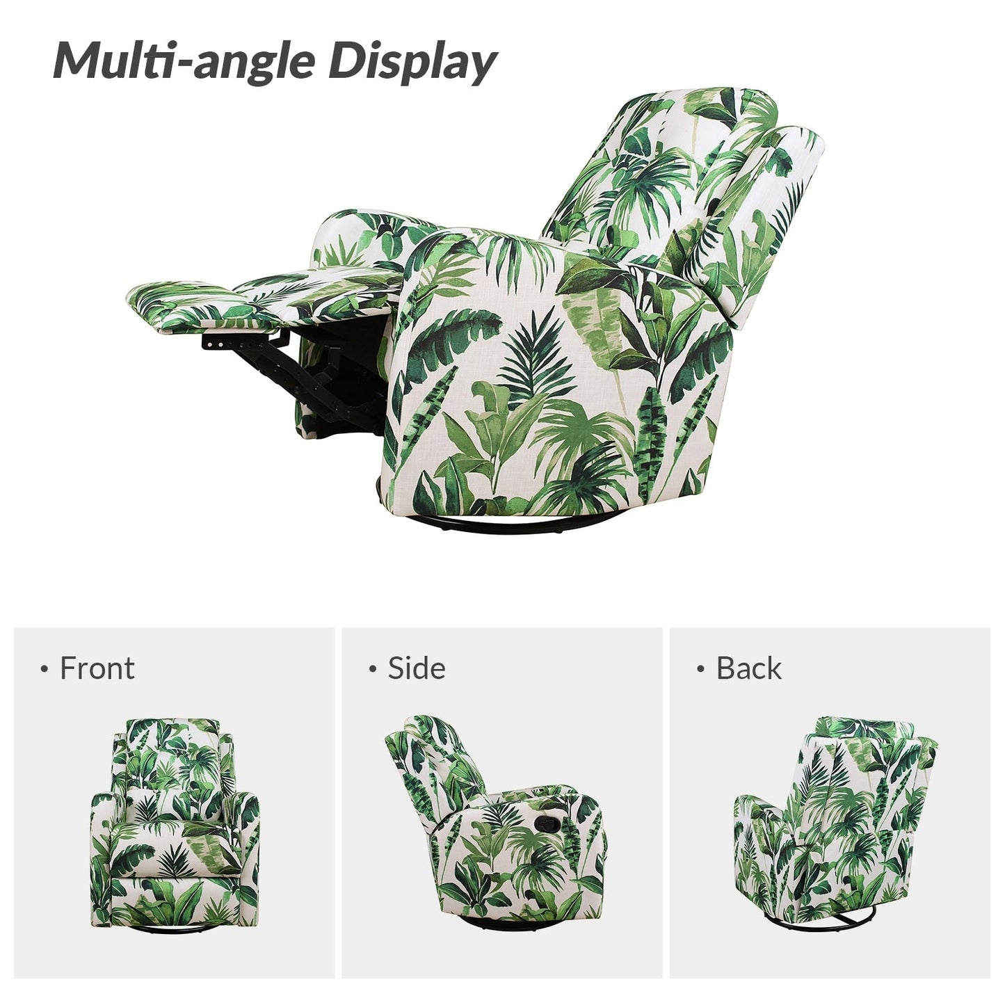 Poltrona reclinabile manuale Arlette Floral con schienale imbottito, set da 2