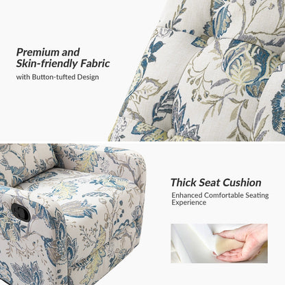 Poltrona reclinabile manuale Arlette Floral con schienale imbottito, set da 2