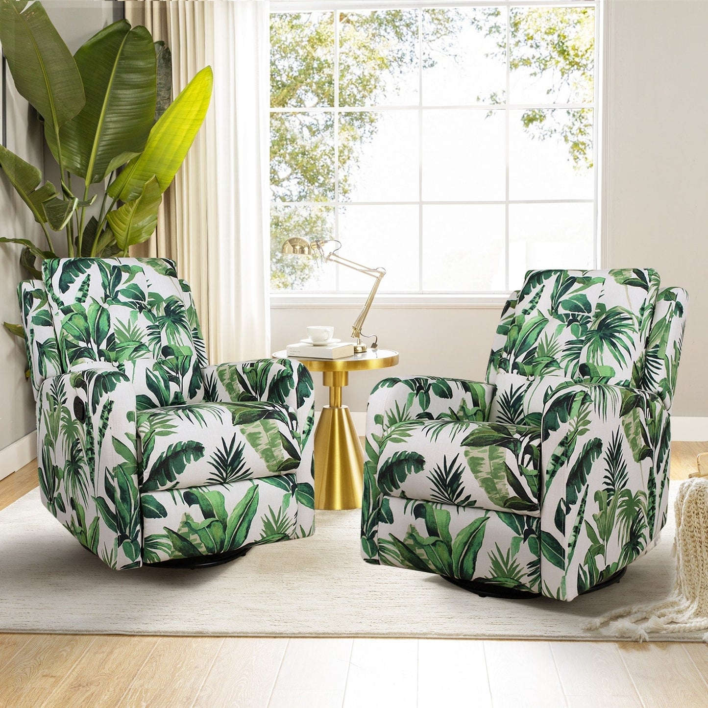 Poltrona reclinabile manuale Arlette Floral con schienale imbottito, set da 2