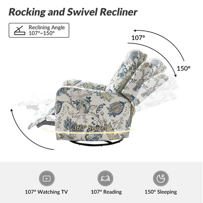 Poltrona reclinabile manuale Arlette Floral con schienale imbottito, set da 2