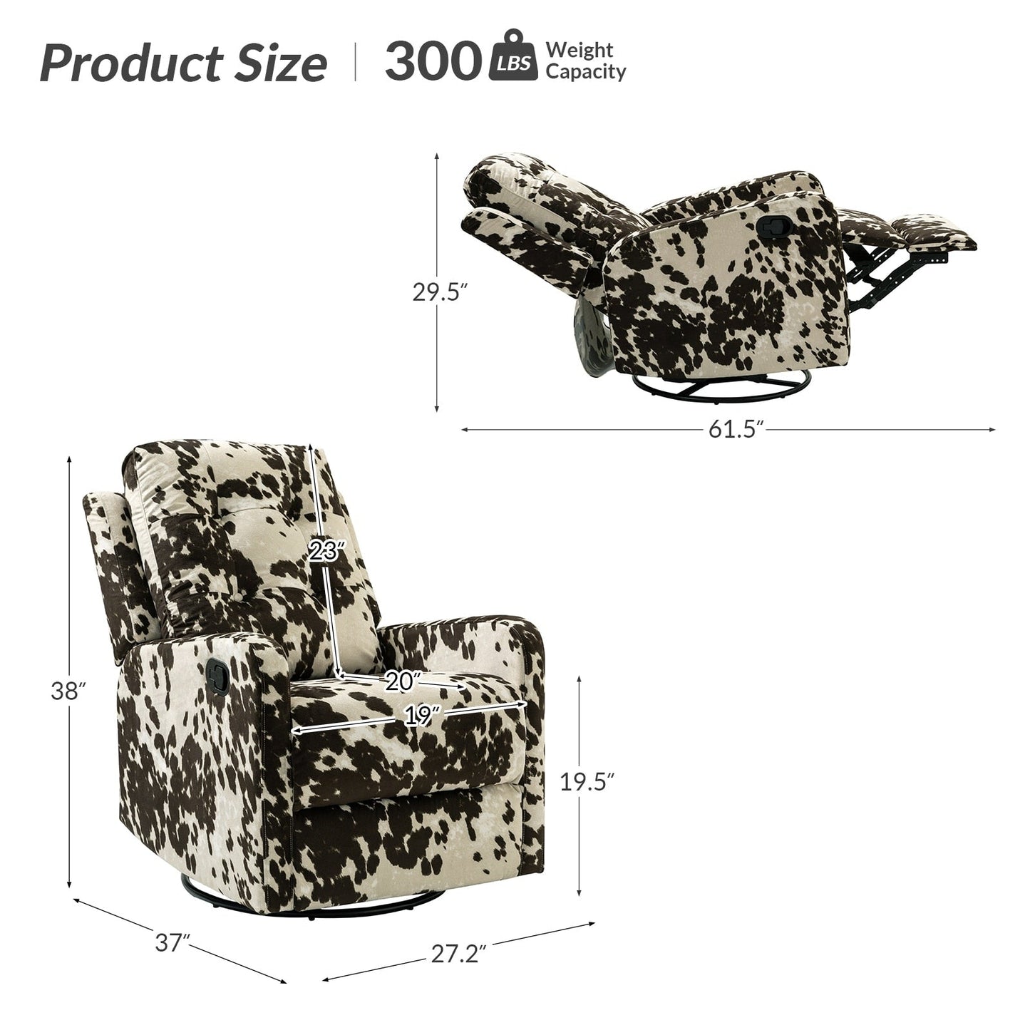 Poltrona reclinabile manuale girevole con schienale imbottito Arlette Contemporary Floral