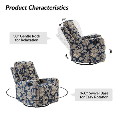 Poltrona reclinabile manuale girevole con schienale imbottito Arlette Contemporary Floral