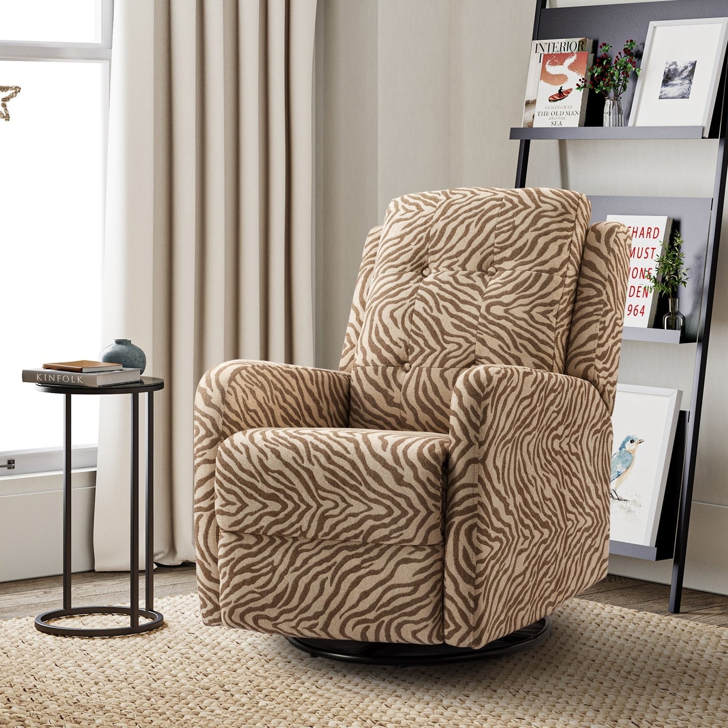 Poltrona reclinabile manuale girevole con schienale imbottito Arlette Contemporary Floral