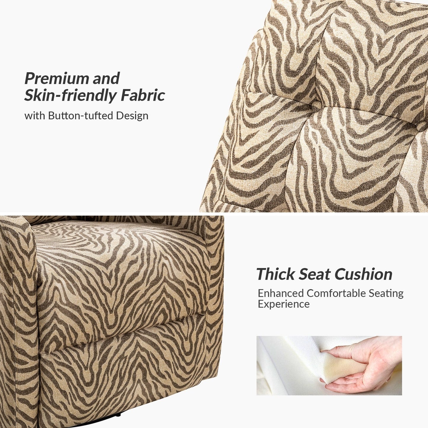 Poltrona reclinabile manuale girevole con schienale imbottito Arlette Contemporary Floral