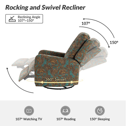 Poltrona reclinabile manuale girevole con schienale imbottito Arlette Contemporary Floral