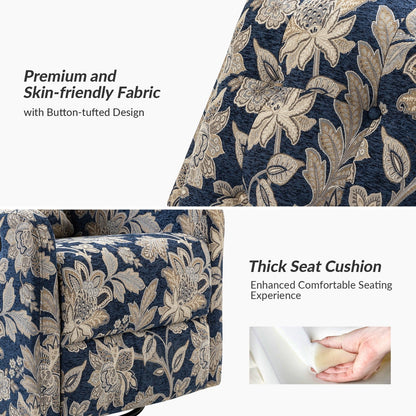 Poltrona reclinabile manuale girevole con schienale imbottito Arlette Contemporary Floral