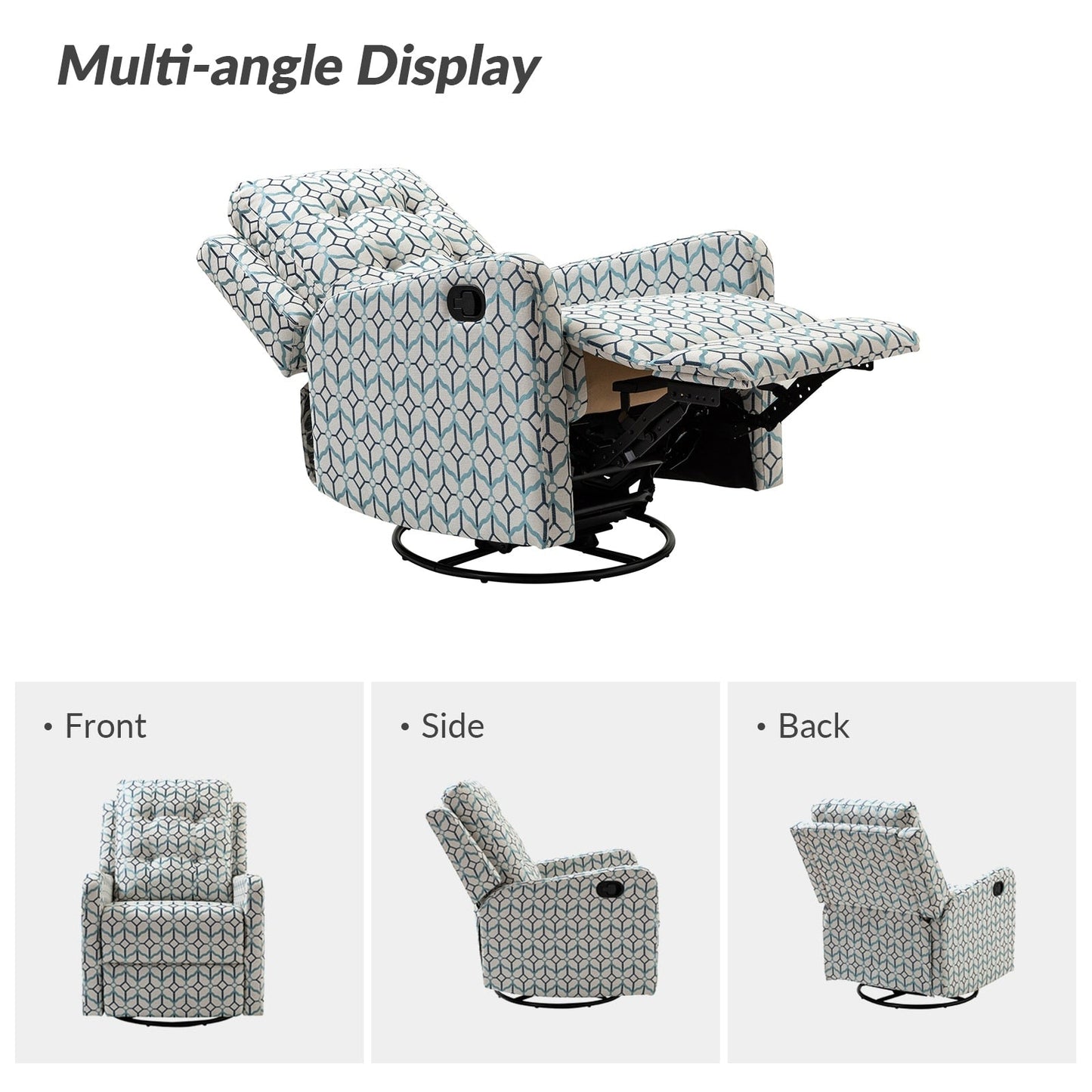 Poltrona reclinabile manuale girevole con schienale imbottito Arlette Contemporary Floral