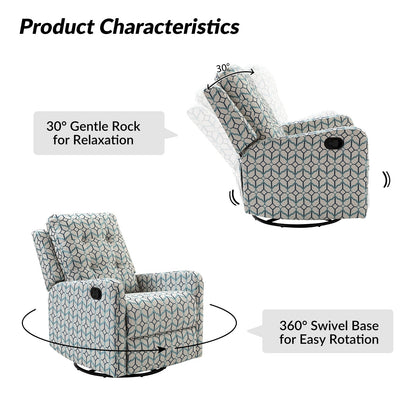 Poltrona reclinabile manuale girevole con schienale imbottito Arlette Contemporary Floral