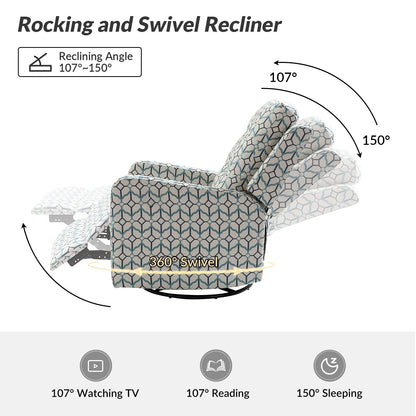 Poltrona reclinabile manuale girevole con schienale imbottito Arlette Contemporary Floral