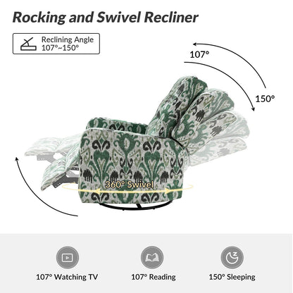 Poltrona reclinabile manuale girevole con schienale imbottito Arlette Contemporary Floral