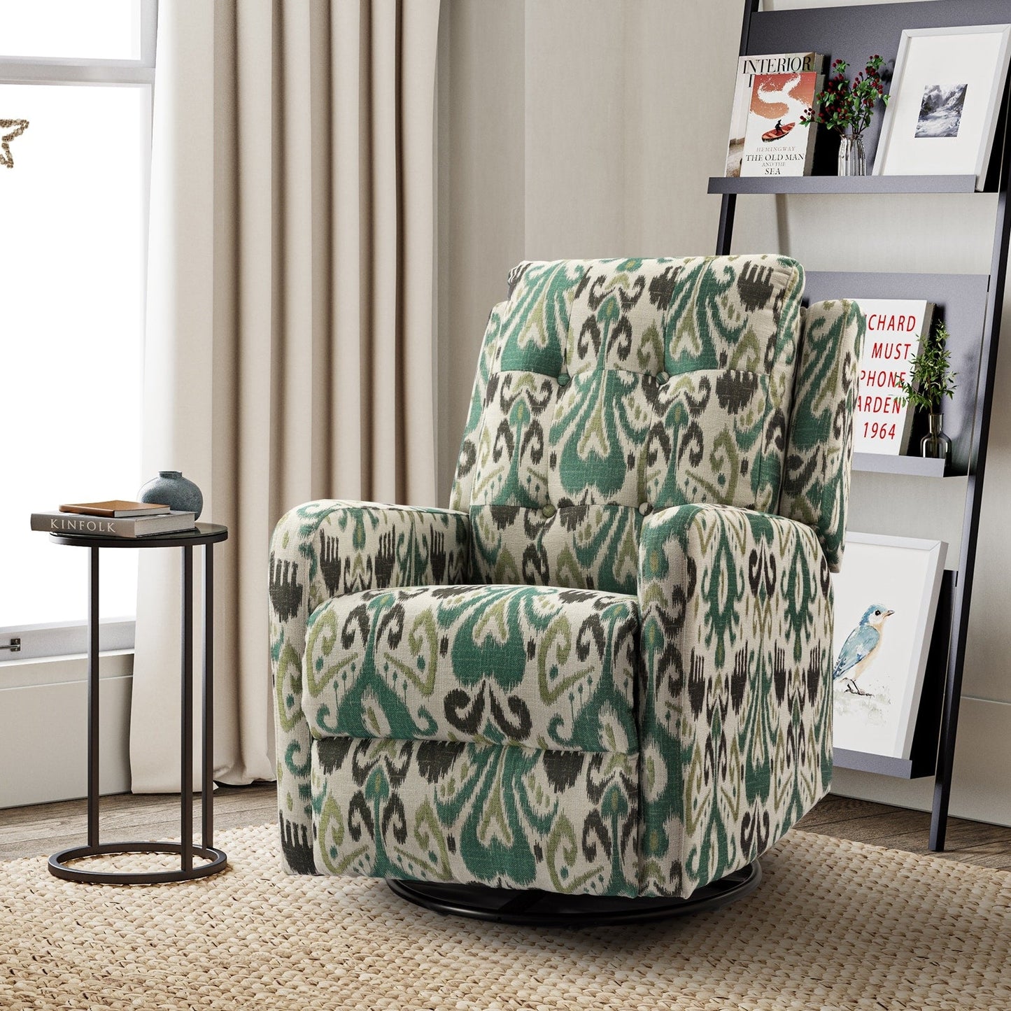 Poltrona reclinabile manuale girevole con schienale imbottito Arlette Contemporary Floral