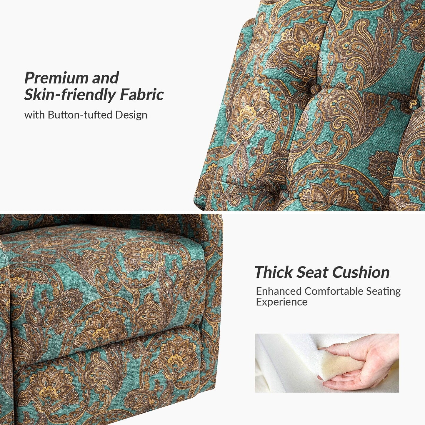 Poltrona reclinabile manuale girevole con schienale imbottito Arlette Contemporary Floral