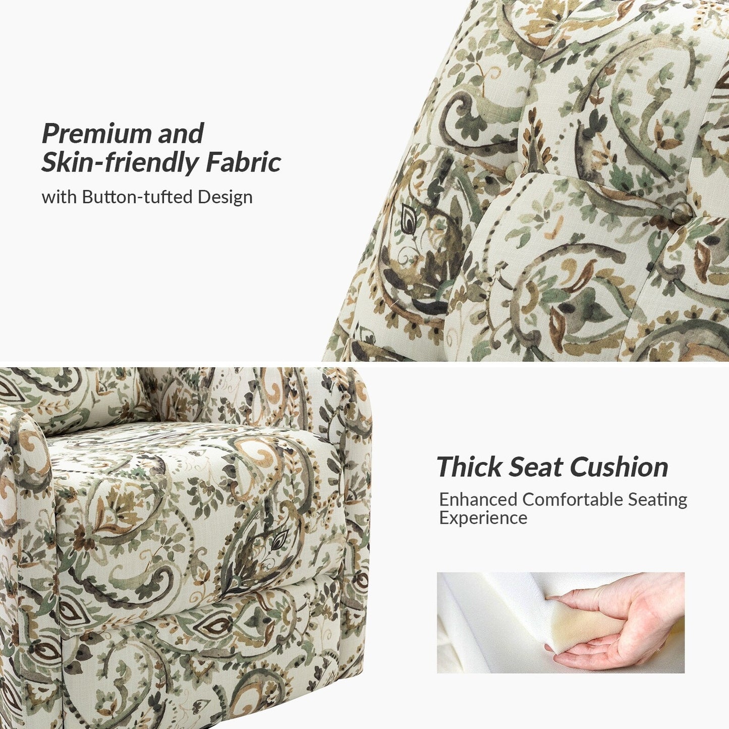 Poltrona reclinabile manuale girevole con schienale imbottito Arlette Contemporary Floral