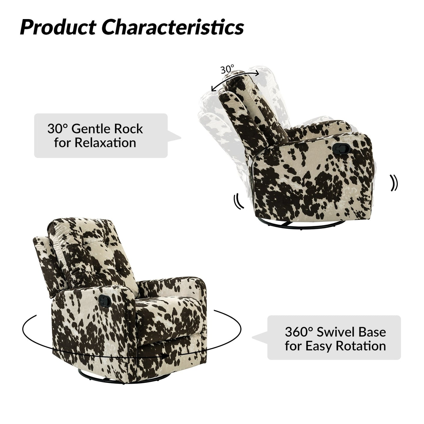 Poltrona reclinabile manuale girevole con schienale imbottito Arlette Contemporary Floral