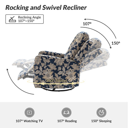 Poltrona reclinabile manuale girevole con schienale imbottito Arlette Contemporary Floral