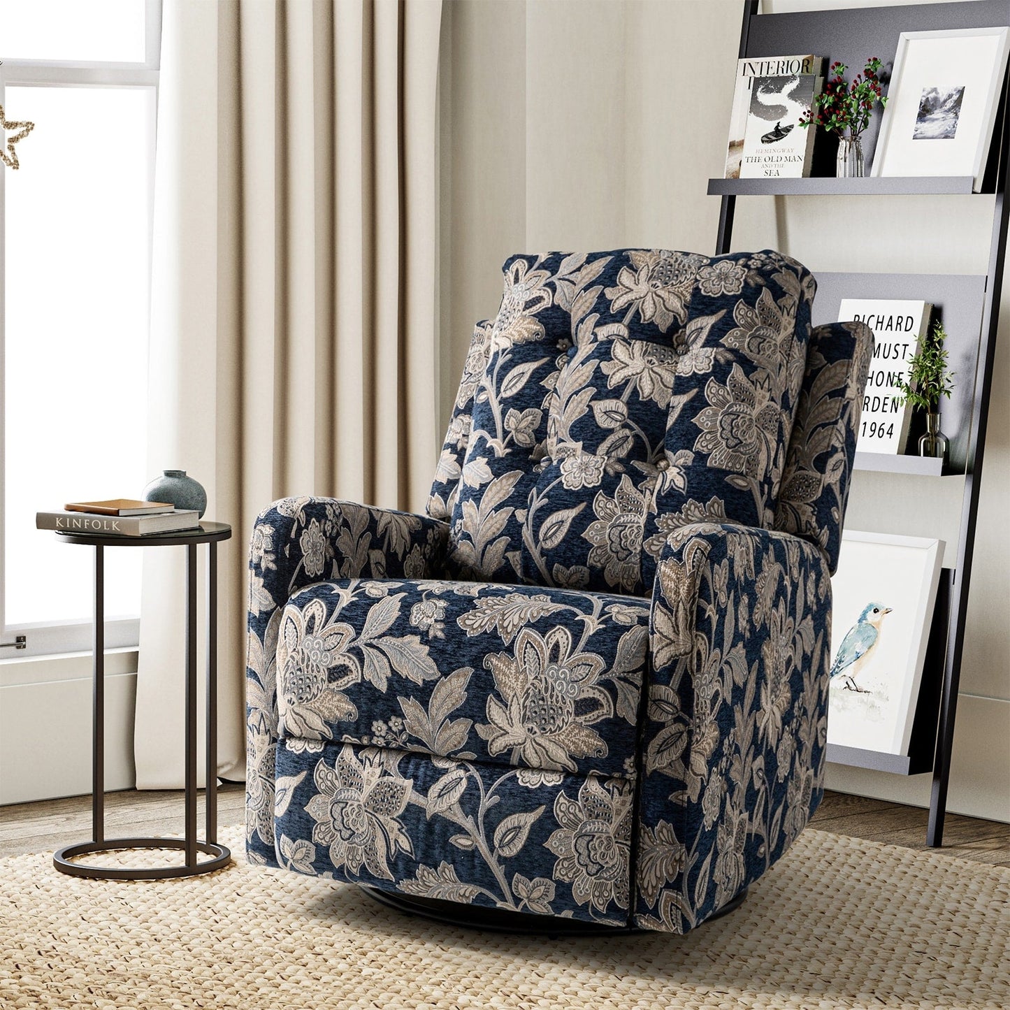 Poltrona reclinabile manuale girevole con schienale imbottito Arlette Contemporary Floral