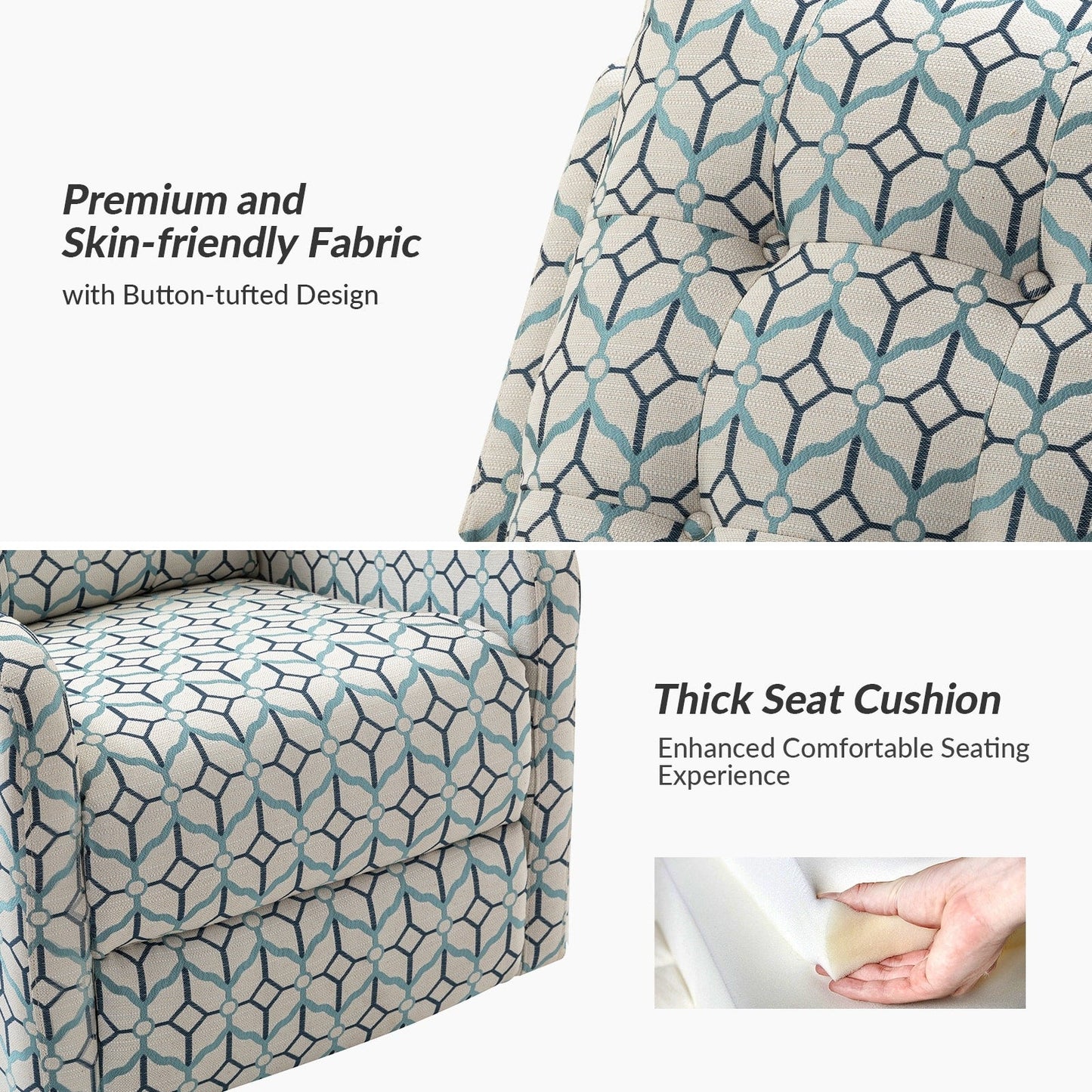 Poltrona reclinabile manuale girevole con schienale imbottito Arlette Contemporary Floral