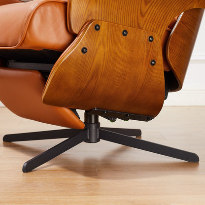 Poltrona reclinabile Art Leon Mid-Century Modern in vera pelle