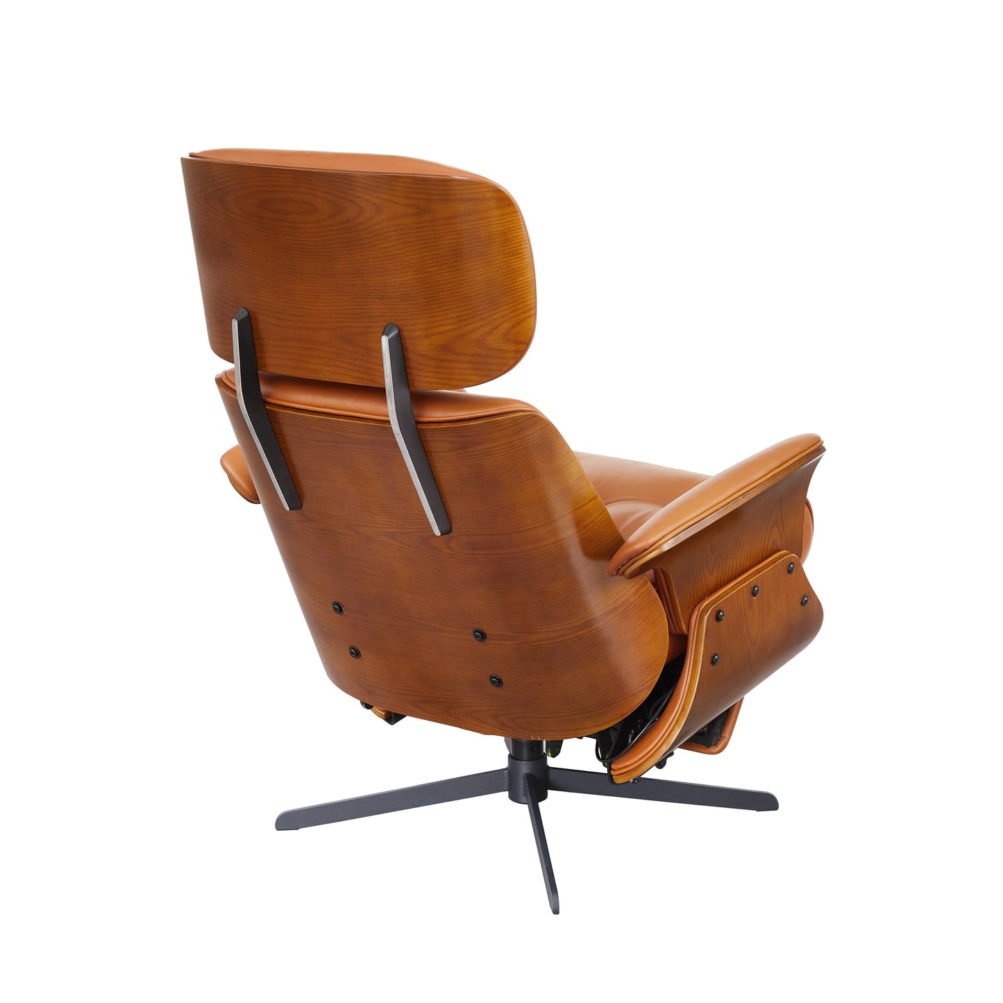 Poltrona reclinabile Art Leon Mid-Century Modern in vera pelle