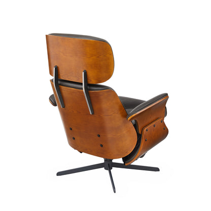 Poltrona reclinabile Art Leon Mid-Century Modern in vera pelle
