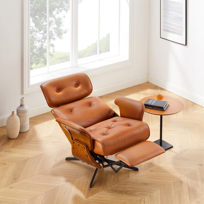 Poltrona reclinabile Art Leon Mid-Century Modern in vera pelle