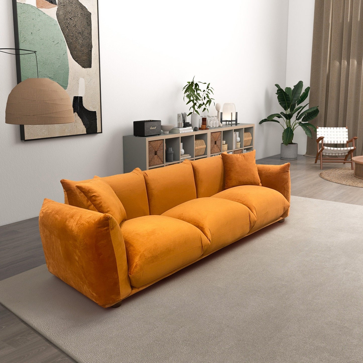 Divano Arten Mid-Century Modern di lusso in velluto/boucle