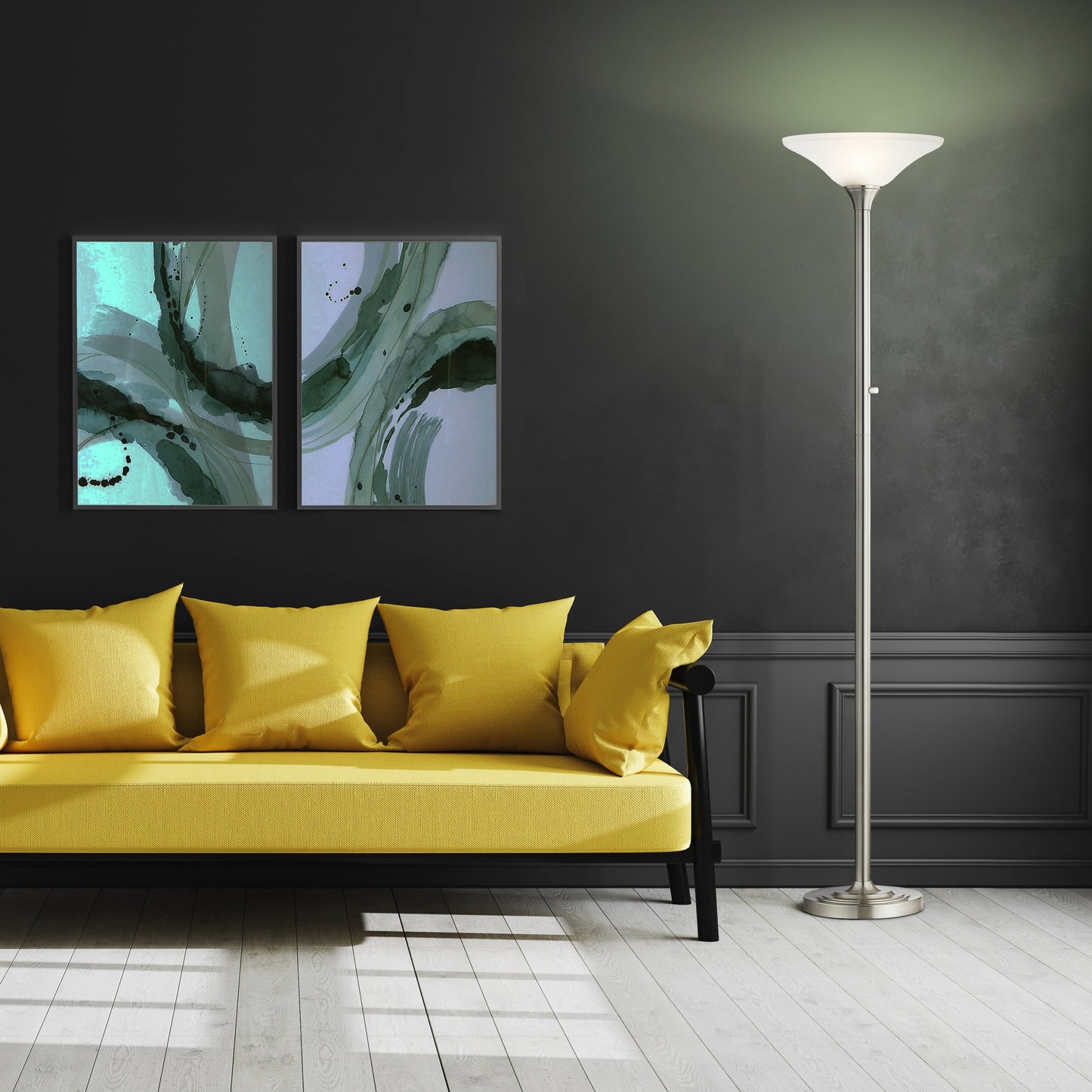 Lampada da terra Artiva USA 71 LED Torchiere con paralumi in vetro martellato - 71