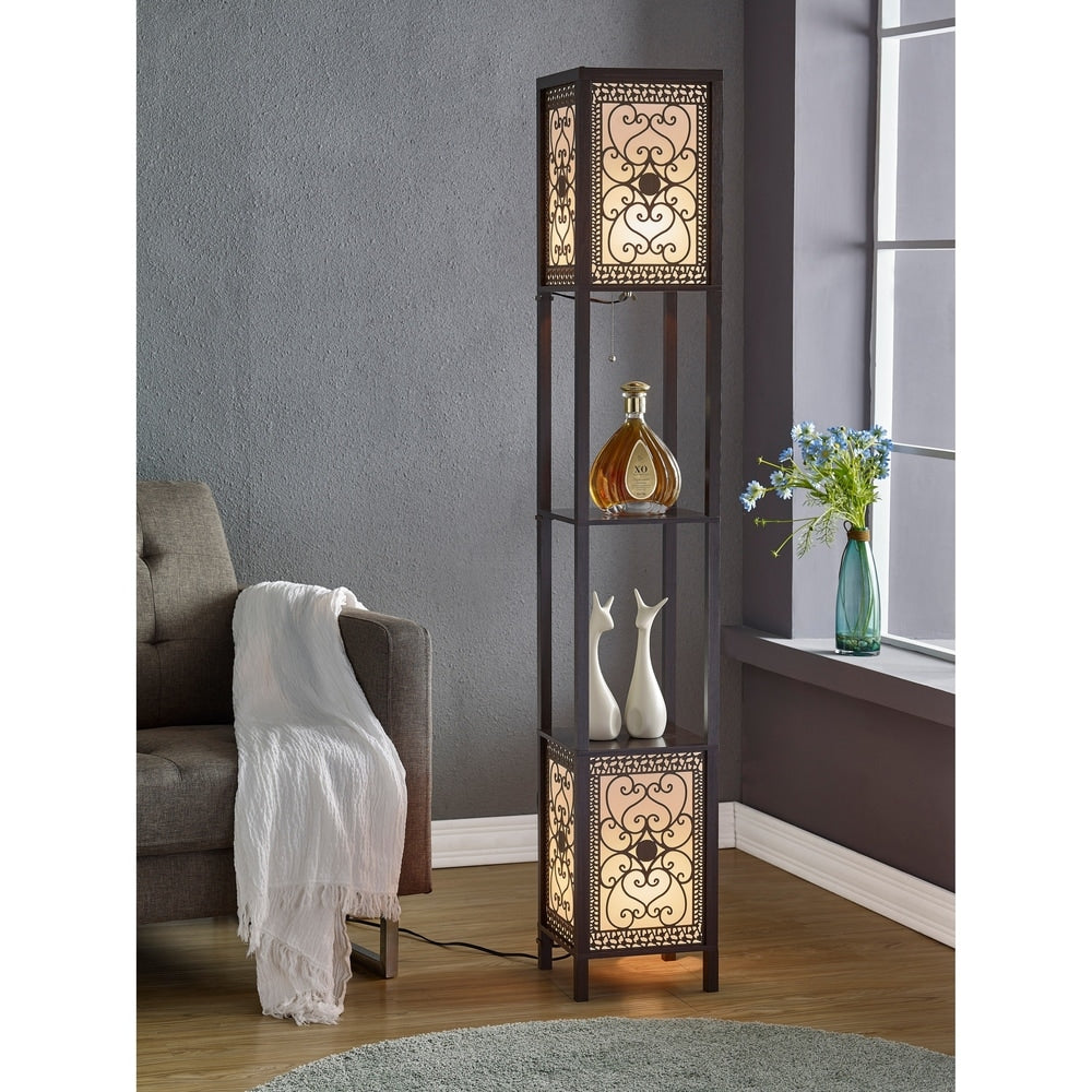 Lampada da terra Copper Grove Arans Infinity Heart Shelf da 64 pollici Espresso