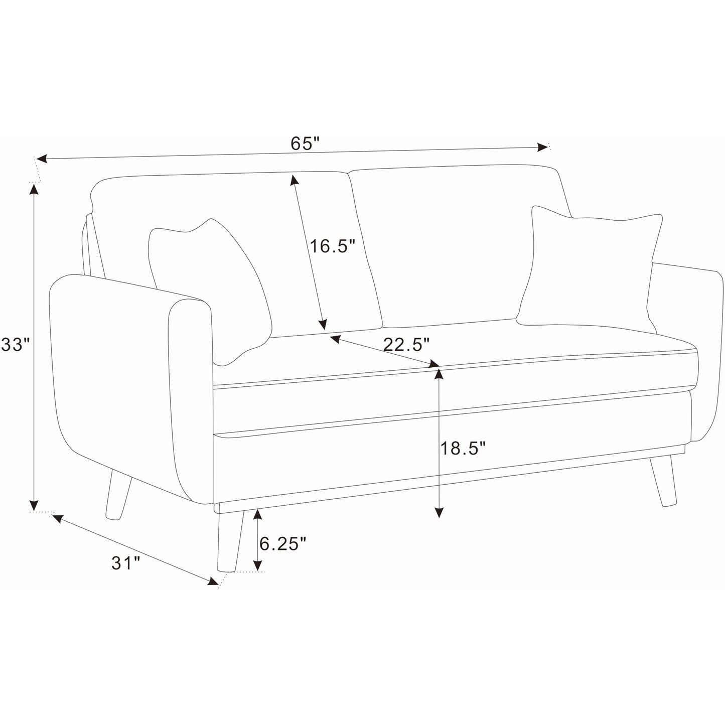 Divano Asher Mid-Century in velluto a coste