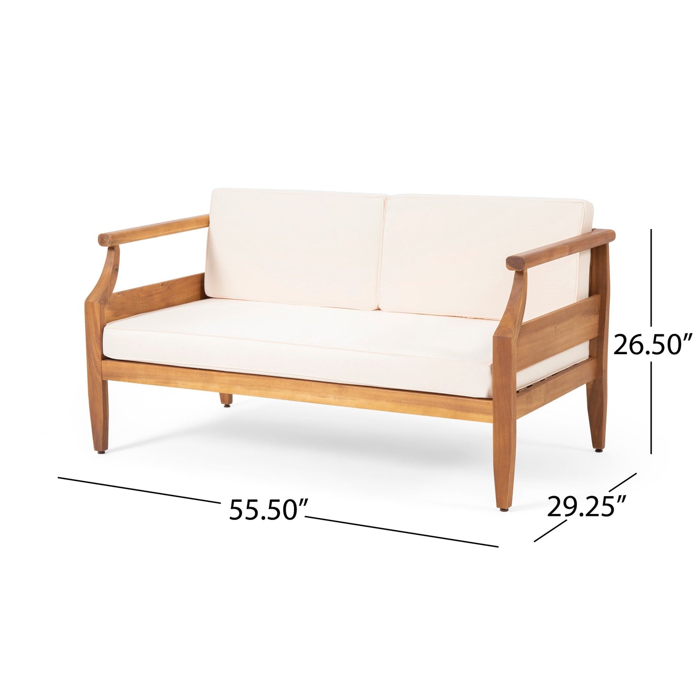 Set da salotto Aston Outdoor Mid-Century Modern in acacia con 4 posti e cuscini di Christopher Knight Home