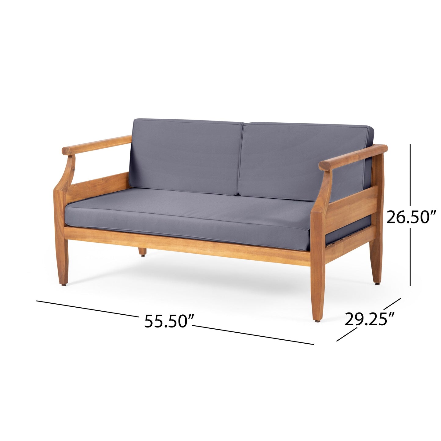 Set da salotto Aston Outdoor Mid-Century Modern in acacia con 4 posti e cuscini di Christopher Knight Home