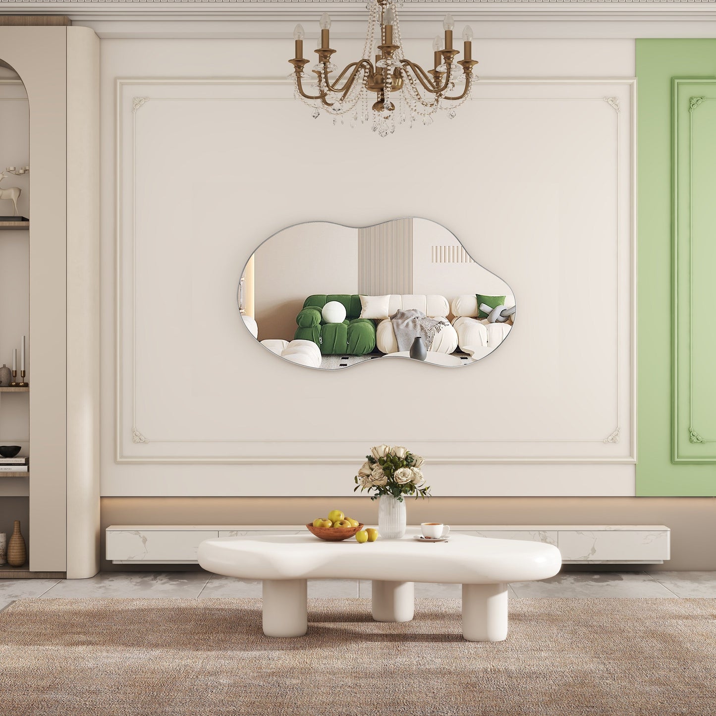 Specchio da parete antico ondulato asimmetrico