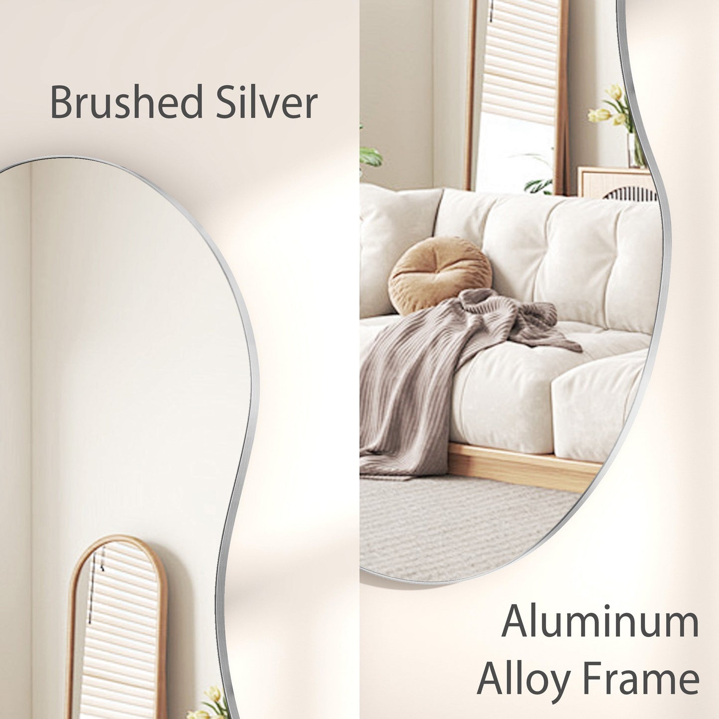 Specchio da parete antico ondulato asimmetrico