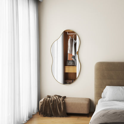 Specchio da parete antico ondulato asimmetrico