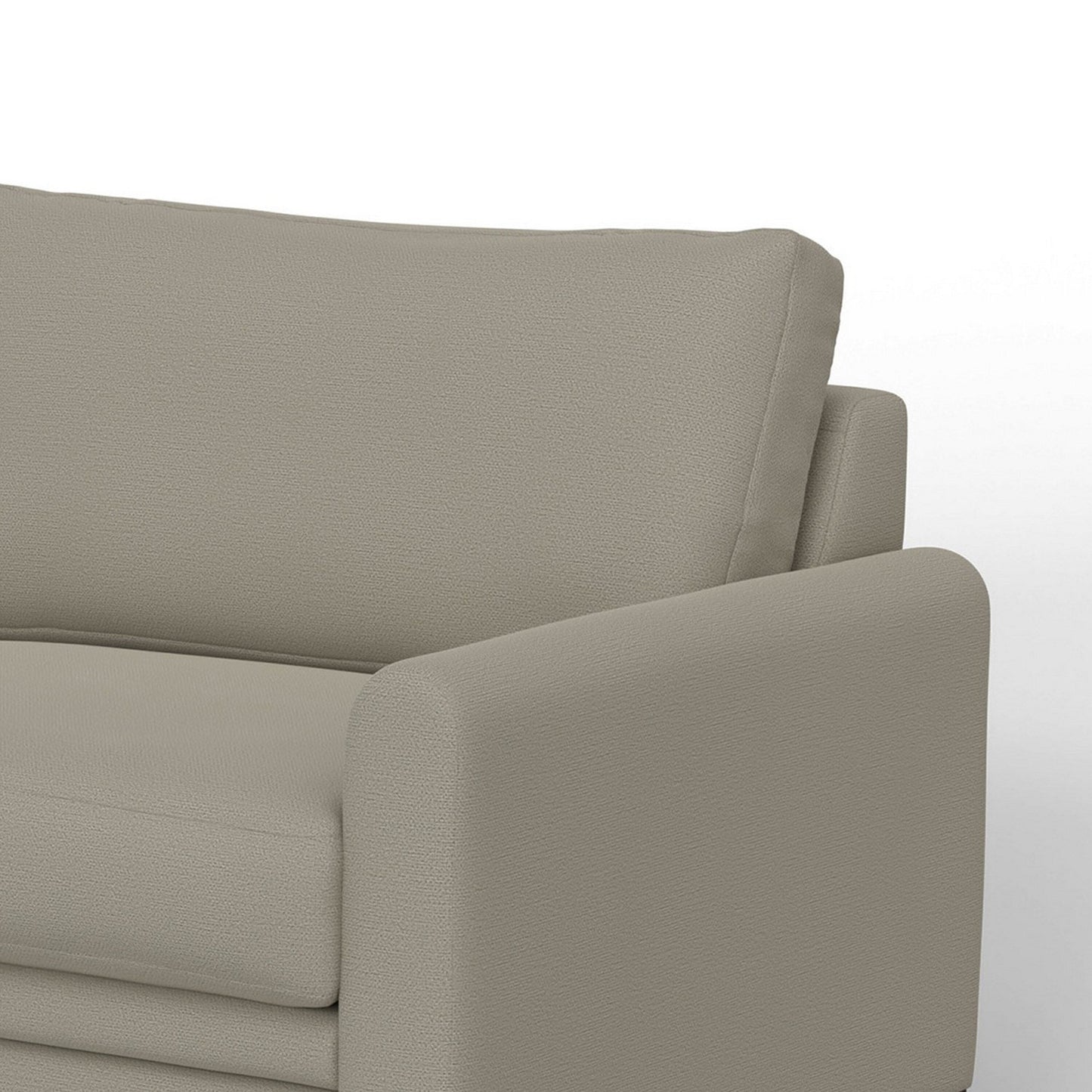 Divano Ata, poliestere grigio mandorla, 2 cuscini, legno massello marrone, 86 pollici